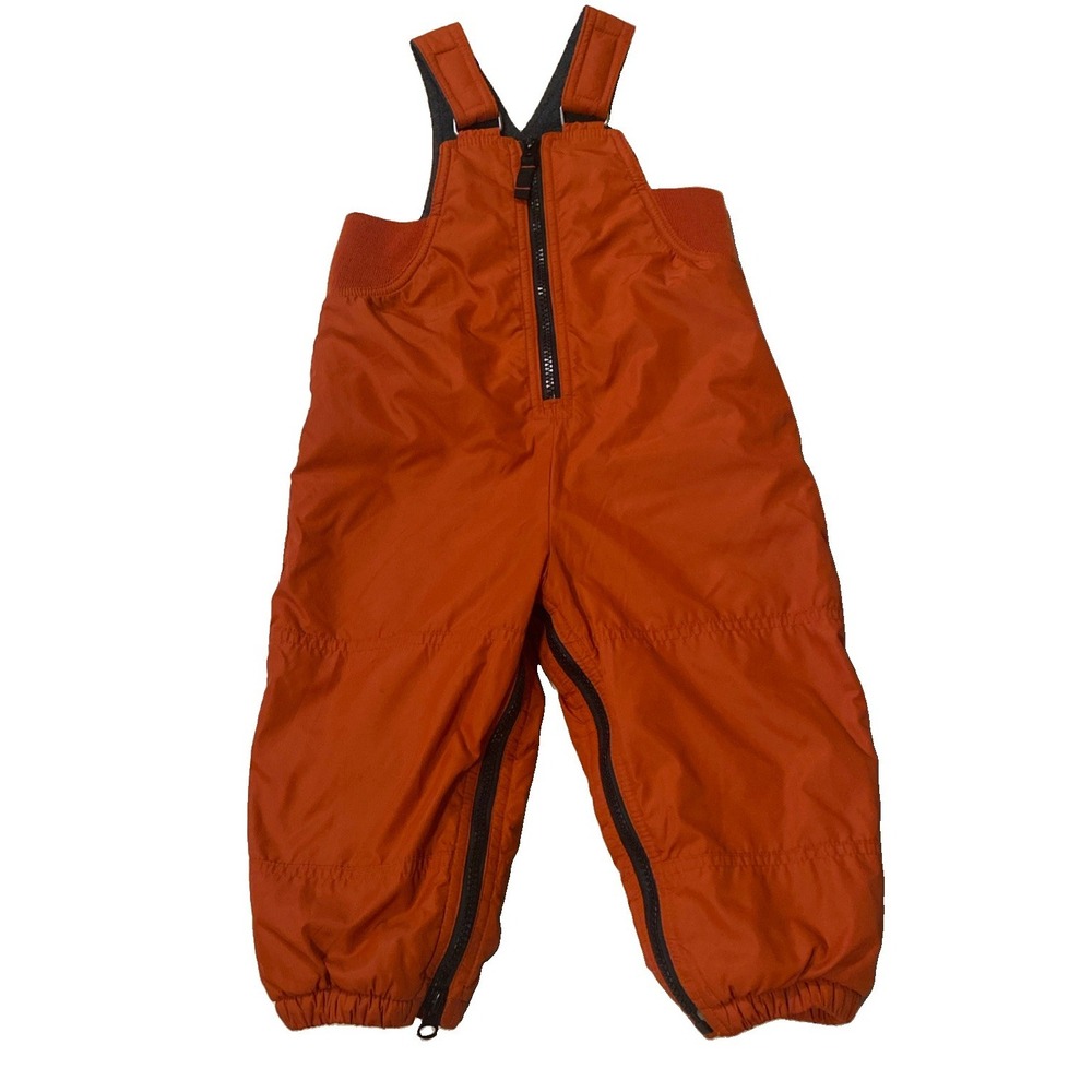 Baby Gap 18-24M Snow Bibs Kid Orange Fleece Lined Insulated Winter Overalls
